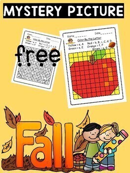 Preview of Fall Mystery Picture - FREE- Color By Letter And The Number Activity.