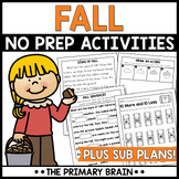 Fall NO PREP Activities Pack | Thematic Unit Study with Em