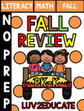 Fall NO PREP Math and Literacy Worksheets for Preschool Pre-K