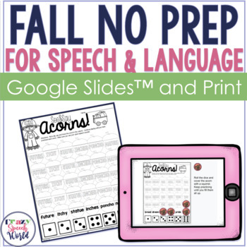 Preview of Fall NO PREP Speech & Language Therapy | Digital and Print