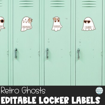 Preview of Fall Name Tags - Editable Locker Labels or Cubby Tags - Retro Ghosts