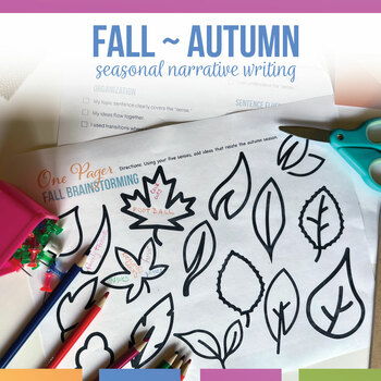 Preview of Fall Narrative Writing Activity | Five Senses Narrative Writing Lessons