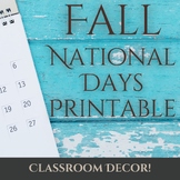 Fall National Holidays Printable