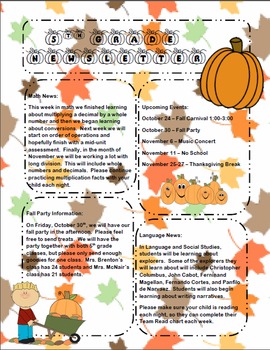 Preview of Fall Newsletter Template