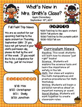 Fall Newsletter Templates Freebie By The Knitted Apple Tpt