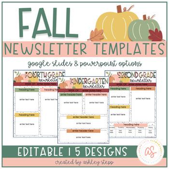 Preview of Fall Newsletter Templates | Fall Edition | Editable