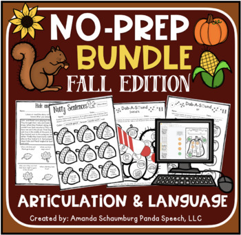 Preview of Fall No Prep BUNDLE: Speech & Language Activities (+ Digital Options)