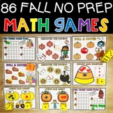 Fall No Prep Hands-On Math Games Halloween Thanksgiving