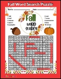 Fall No-Prep Word Search Puzzle Worksheet Activity