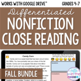 Fall Nonfiction Close Reading Comprehension Bundle (Online)