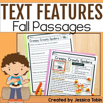 Preview of Fall Text Features Reading Activities and Comprehension Worksheets - Autumn