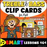 Fall Note Reading Clip Cards: Treble Clef Bass Clef Music 