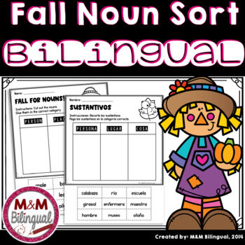 Preview of Fall Nouns Bilingual Activities FREEBIE