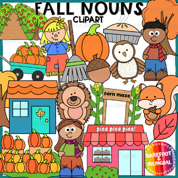 Preview of Fall Nouns Clipart - Grammar Clipart