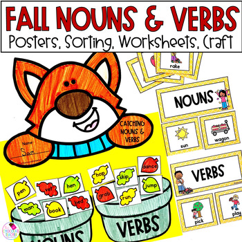 Preview of Fall Nouns and Verbs Grammar Practice with Activities, Worksheets, Craft