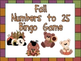 Fall Number Bingo Game- 1 to 25 Kindergarten