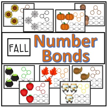 Preview of Fall Number Bond Math Mats, Addition, Composing & Decomposing Numbers