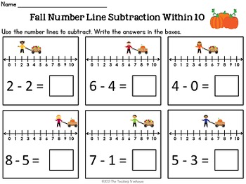 Fall Number Line Addition & Subtraction Within 10 by The Teaching Treehouse