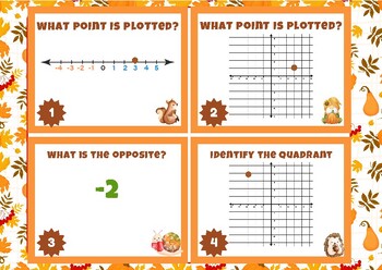 Preview of Fall Number Line and Coordinate Plane Task Cards