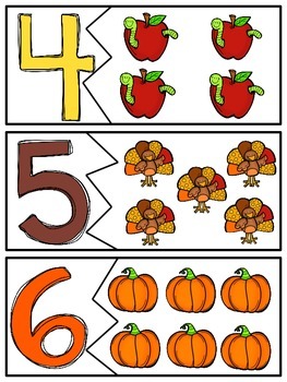 Fall Number Matching 1-20 by The Itty Bitty Teacher | TpT