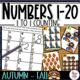 Fall Count the Room 1-20, Number Recognition with 10's fra