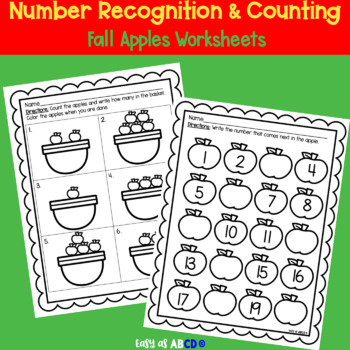 Preview of Fall Number Recognition and Counting *FREEBIE*