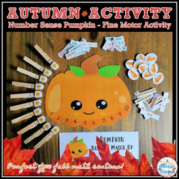 Preview of Fall Number Sense Pumpkin Fine Motor Counting to 10 Math Activity