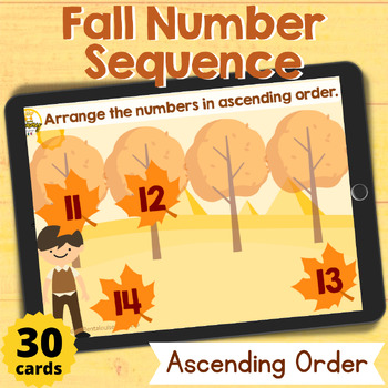 Preview of Fall Number Sequence Ascending Order Boom Cards