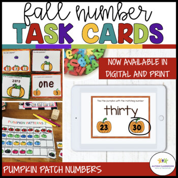 Preview of Fall Number Work Tasks: Task Cards for Distance Learning and Print