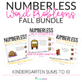 Fall Numberless Word Problems | Kindergarten Addition and 