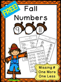 Fall Numbers 0 to 20 FREEBIE - Missing Numbers, One More, 