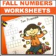 Fall Numbers 1-10 Teen Numbers Math Worksheets October Kindergarten