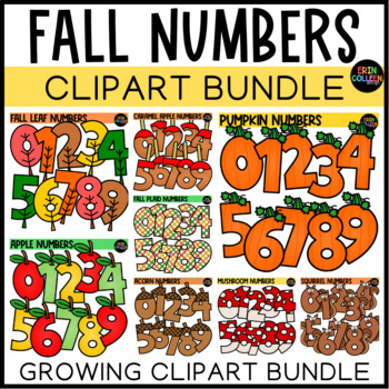 Preview of Fall Numbers Clipart GROWING BUNDLE