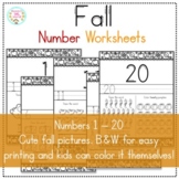 Fall Numbers Worksheets 1 - 20