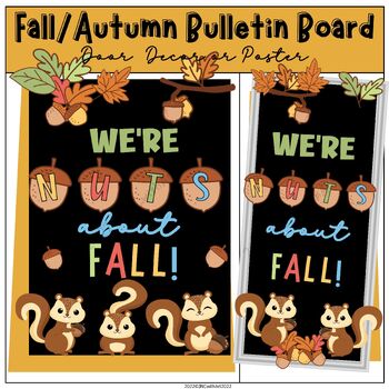 Preview of Fall Nut Bulletin Board Kit  or Sep Door Decoration, Editable