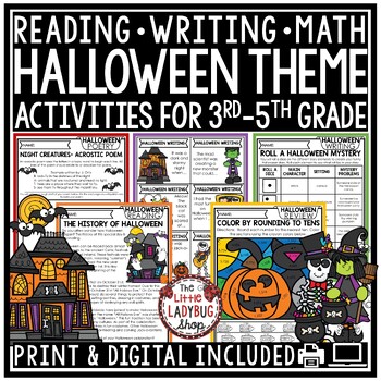 Preview of Fall October Halloween Poetry Writing Prompts Reading Halloween Math Activities