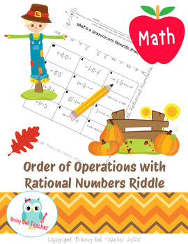 Preview of Fall Order of Operations with Rational Numbers Math Riddle