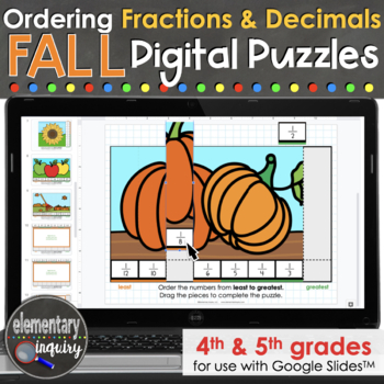 Preview of Fall Ordering Fractions and Decimals Digital Math Activity Puzzles for Google™