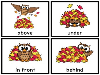 Fall Owl Preposition Flash Cards - Autumn Positional Words for ESL ...