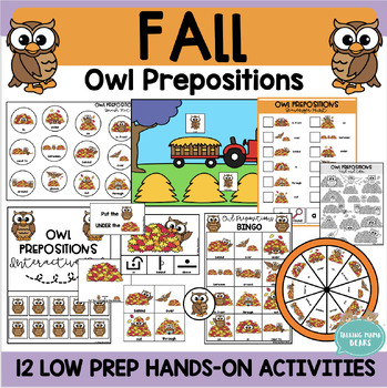 Fall Owl Spatial Prepositions Activities & Worksheets by Talking Mama Bears