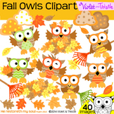 Fall Owls Clipart {Fall Clip Art} Leaves Leaf Pile Rake