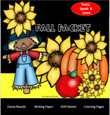 Fall Packet: Game Boards, Writing Pages, Drill Sheets & Co