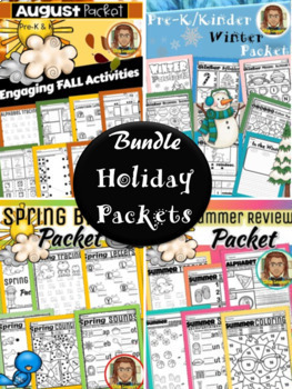Preview of Fall Packet | Winter Packet | Spring Packet | Summer Packet Bundle Pre-k