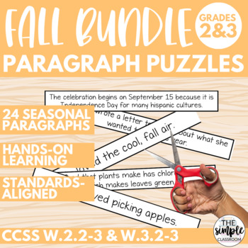 Preview of Fall Writing Activity | Paragraph Puzzles | 2nd Grade 3rd Grade