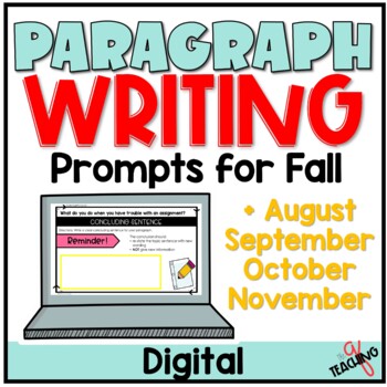 Preview of Fall Paragraph Writing Prompts and Practice Worksheets 2nd 3rd Grade