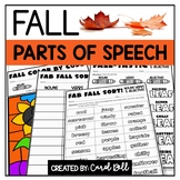 Fall Parts of Speech Worksheets Nouns Verbs and Adjectives
