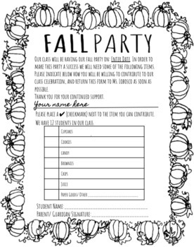 Preview of Fall Party Letter 