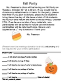 Fall Party Letter