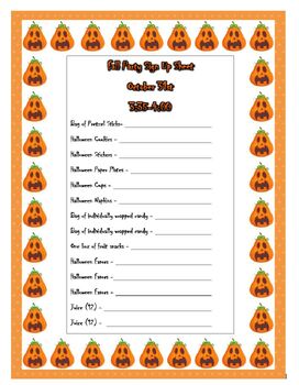 Preview of Fall Party Sign Up Page (Editable)