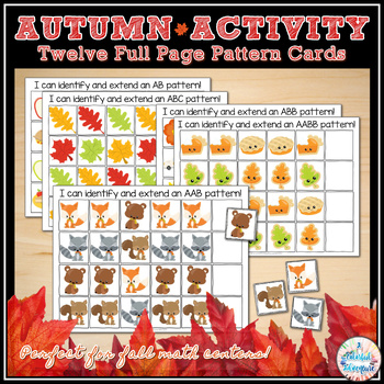Preview of Fall Pattern Cards Autumn Math Centers Activities {Printable and Digital}